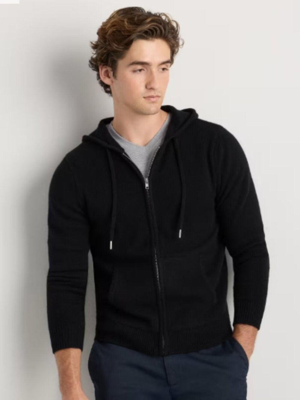 NWT $150 Quince Men's XL Black 100% Mongolian Cashmere Hoodie